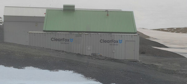 ClearFox® FBBR wastewater treatment plant installed in two 20-foot ISO sea containers in Antarctica