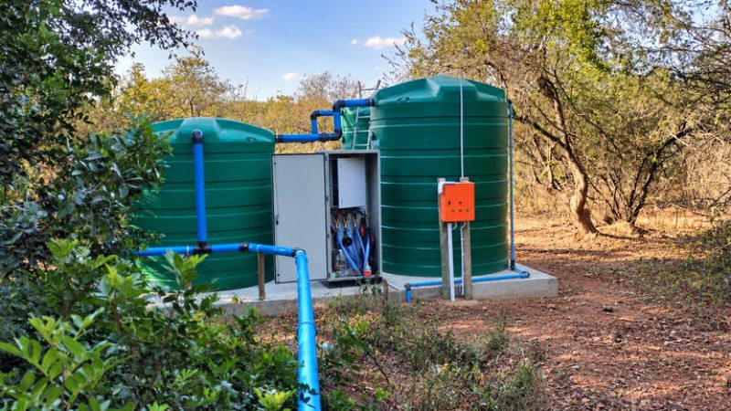 ClearFox® SBR plastic tanks, pipework and control cabinet at a national park in South Africa